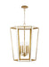 Generation Lighting Curt Traditional Dimmable Indoor Medium 4-Light Lantern Chandelier In A Matte White Finish With Gold Accents (AC1094MWTBBS)