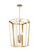 Generation Lighting Curt Traditional Dimmable Indoor Medium 4-Light Lantern Chandelier In A Matte White Finish With Gold Accents (AC1094MWTBBS)