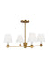 Generation Lighting Paisley Transitional Dimmable Indoor Medium 4-Light Chandelier In A Burnished Brass Finish With White Linen Fabric Shades (AC1114BBS)