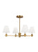 Generation Lighting Paisley Transitional Dimmable Indoor Medium 4-Light Chandelier In A Burnished Brass Finish With White Linen Fabric Shades (AC1114BBS)