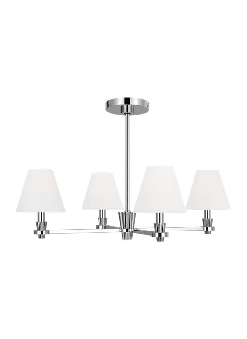 Generation Lighting Paisley Transitional Dimmable Indoor Medium 4-Light Chandelier In A Polished Nickel Finish With White Linen Fabric Shades (AC1114PN)