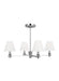 Generation Lighting Paisley Transitional Dimmable Indoor Medium 4-Light Chandelier In A Polished Nickel Finish With White Linen Fabric Shades (AC1114PN)