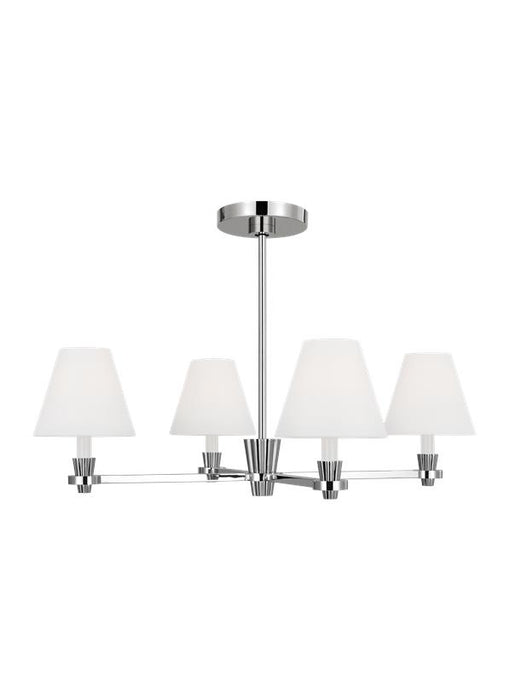 Generation Lighting Paisley Transitional Dimmable Indoor Medium 4-Light Chandelier In A Polished Nickel Finish With White Linen Fabric Shades (AC1114PN)