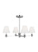 Generation Lighting Paisley Transitional Dimmable Indoor Medium 4-Light Chandelier In A Polished Nickel Finish With White Linen Fabric Shades (AC1114PN)