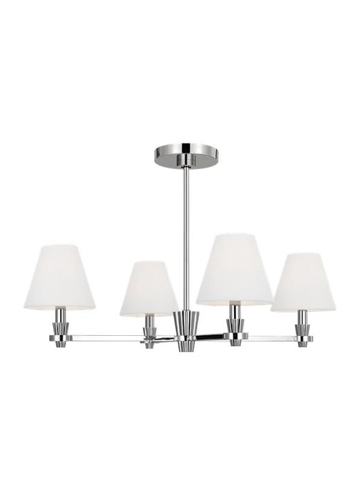 Generation Lighting Paisley Transitional Dimmable Indoor Medium 4-Light Chandelier In A Polished Nickel Finish With White Linen Fabric Shades (AC1114PN)