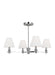 Generation Lighting Paisley Transitional Dimmable Indoor Medium 4-Light Chandelier In A Polished Nickel Finish With White Linen Fabric Shades (AC1114PN)