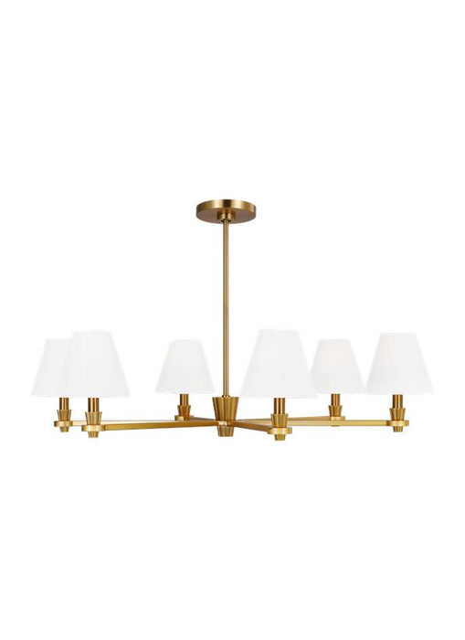 Generation Lighting Paisley Transitional Dimmable Indoor Large 6-Light Chandelier In A Burnished Brass Finish With White Linen Fabric Shades (AC1126BBS)