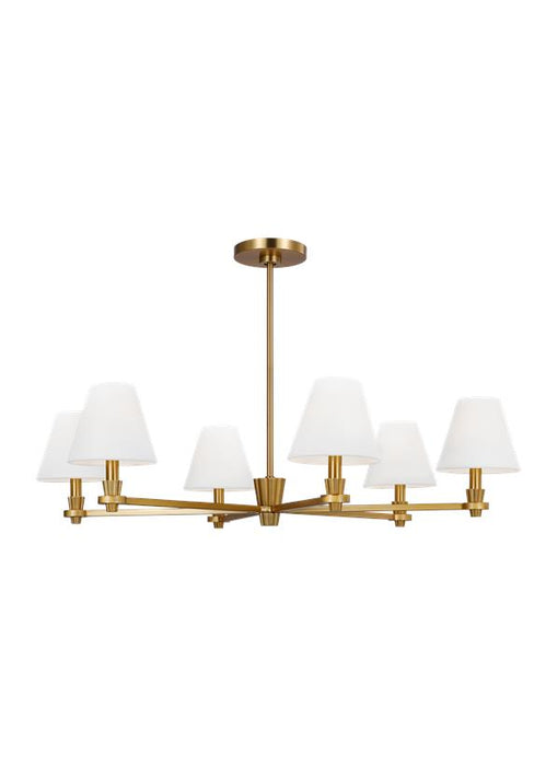 Generation Lighting Paisley Transitional Dimmable Indoor Large 6-Light Chandelier In A Burnished Brass Finish With White Linen Fabric Shades (AC1126BBS)