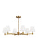 Generation Lighting Paisley Transitional Dimmable Indoor Large 6-Light Chandelier In A Burnished Brass Finish With White Linen Fabric Shades (AC1126BBS)