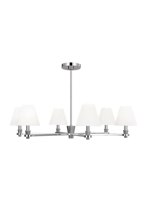 Generation Lighting Paisley Transitional Dimmable Indoor Large 6-Light Chandelier In A Polished Nickel Finish With White Linen Fabric Shades (AC1126PN)