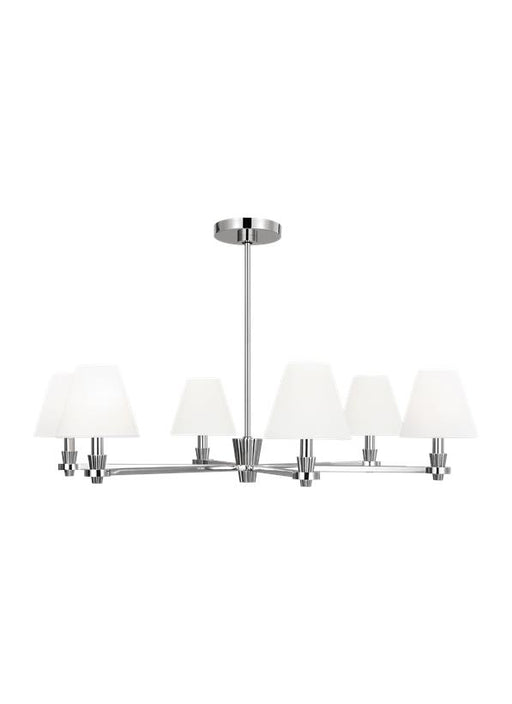 Generation Lighting Paisley Transitional Dimmable Indoor Large 6-Light Chandelier In A Polished Nickel Finish With White Linen Fabric Shades (AC1126PN)