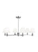 Generation Lighting Paisley Transitional Dimmable Indoor Large 6-Light Chandelier In A Polished Nickel Finish With White Linen Fabric Shades (AC1126PN)