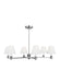 Generation Lighting Paisley Transitional Dimmable Indoor Large 6-Light Chandelier In A Polished Nickel Finish With White Linen Fabric Shades (AC1126PN)