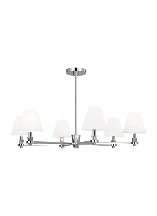 Generation Lighting Paisley Transitional Dimmable Indoor Large 6-Light Chandelier In A Polished Nickel Finish With White Linen Fabric Shades (AC1126PN)