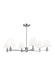 Generation Lighting Paisley Transitional Dimmable Indoor Large 6-Light Chandelier In A Polished Nickel Finish With White Linen Fabric Shades (AC1126PN)