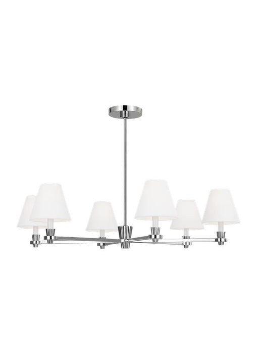 Generation Lighting Paisley Transitional Dimmable Indoor Large 6-Light Chandelier In A Polished Nickel Finish With White Linen Fabric Shades (AC1126PN)