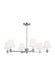 Generation Lighting Paisley Transitional Dimmable Indoor Large 6-Light Chandelier In A Polished Nickel Finish With White Linen Fabric Shades (AC1126PN)