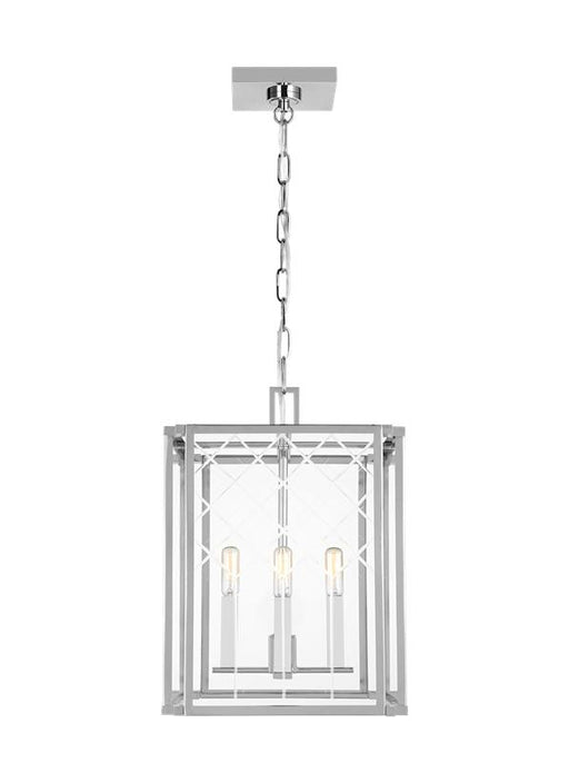 Generation Lighting Erro Transitional 4-Light Indoor Dimmable Small Ceiling Hanging Lantern Pendant In Polished Nickel Silver Finish With Clear Glass Panels (AC1134PN)