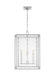 Generation Lighting Erro Transitional 4-Light Indoor Dimmable Medium Ceiling Hanging Lantern Pendant In Polished Nickel Silver Finish With Clear Glass Panels (AC1144PN)