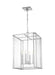 Generation Lighting Erro Transitional 4-Light Indoor Dimmable Medium Ceiling Hanging Lantern Pendant In Polished Nickel Silver Finish With Clear Glass Panels (AC1144PN)