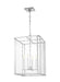 Generation Lighting Erro Transitional 4-Light Indoor Dimmable Medium Ceiling Hanging Lantern Pendant In Polished Nickel Silver Finish With Clear Glass Panels (AC1144PN)