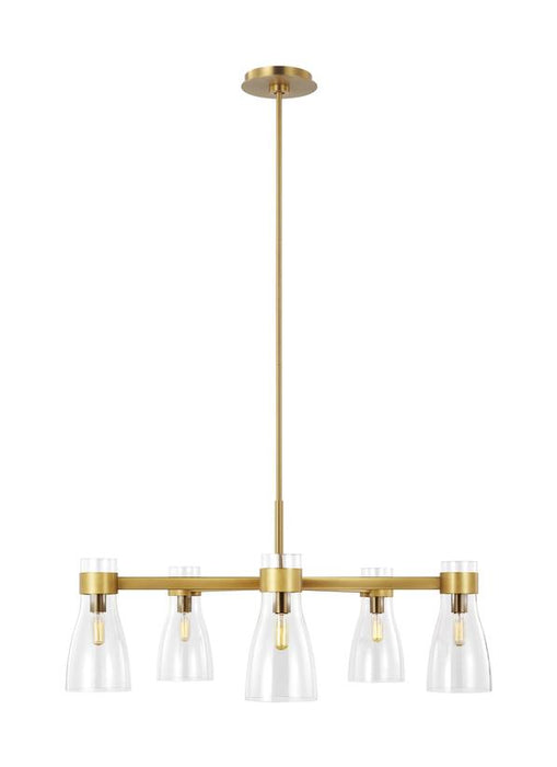Generation Lighting Moritz 5-Light Chandelier Burnished Brass Finish With Clear Glass Shades And Clear Glass Shades (AEC1005BBS)