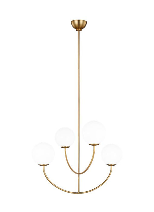 Generation Lighting Galassia 4-Light Chandelier Burnished Brass Finish With Milk White Glass Shades (AEC1054BBS)