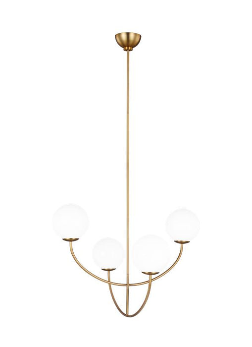 Generation Lighting Galassia 4-Light Chandelier Burnished Brass Finish With Milk White Glass Shades (AEC1054BBS)