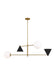 Generation Lighting Cosmo Mid-Century Modern 4-Light Indoor Dimmable Extra Large Ceiling Chandelier Burnished Brass Gold-Milk White Glass Diffuser/Midnight Black Steel Shade (AEC1094MBKBBS)