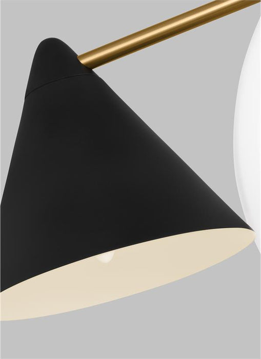 Generation Lighting Cosmo Mid-Century Modern 4-Light Indoor Dimmable Extra Large Ceiling Chandelier Burnished Brass Gold-Milk White Glass Diffuser/Midnight Black Steel Shade (AEC1094MBKBBS)