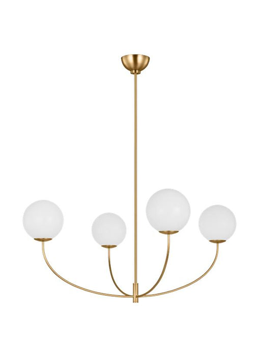 Generation Lighting Aerin Galassia 4-Light Dimmable Chandelier Ceiling Light In Burnished Brass Finish With Milk Glass Shades (AEC1124BBS)