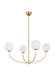 Generation Lighting Aerin Galassia 4-Light Dimmable Chandelier Ceiling Light In Burnished Brass Finish With Milk Glass Shades (AEC1124BBS)