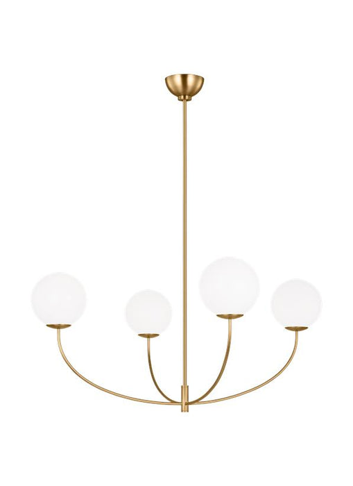 Generation Lighting Aerin Galassia 4-Light Dimmable Chandelier Ceiling Light In Burnished Brass Finish With Milk Glass Shades (AEC1124BBS)