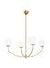 Generation Lighting Aerin Galassia 4-Light Dimmable Chandelier Ceiling Light In Burnished Brass Finish With Milk Glass Shades (AEC1124BBS)