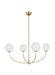 Generation Lighting Aerin Galassia 4-Light Dimmable Chandelier Ceiling Light In Burnished Brass Finish With Milk Glass Shades (AEC1124BBS)