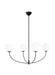 Generation Lighting Aerin Galassia 4-Light Dimmable Chandelier Ceiling Light In Midnight Black Finish With Milk Glass Shades (AEC1124MBK)