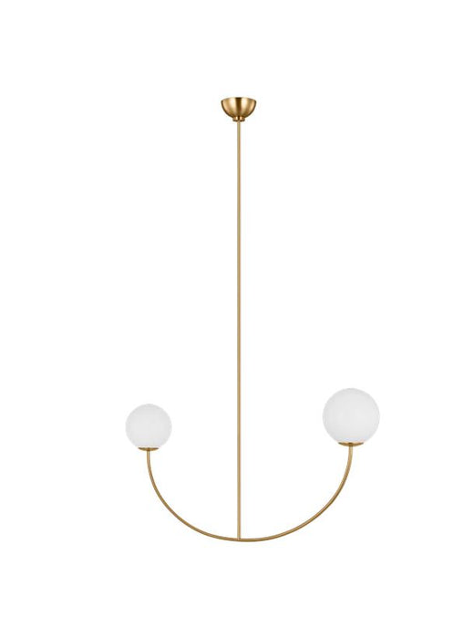 Generation Lighting Aerin Galassia 2-Light Dimmable Chandelier Ceiling Light In Burnished Brass Finish With Milk Glass Shades (AEC1132BBS)