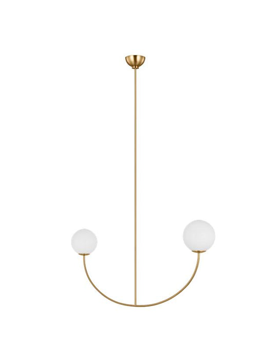 Generation Lighting Aerin Galassia 2-Light Dimmable Chandelier Ceiling Light In Burnished Brass Finish With Milk Glass Shades (AEC1132BBS)