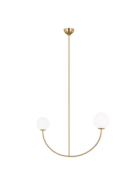 Generation Lighting Aerin Galassia 2-Light Dimmable Chandelier Ceiling Light In Burnished Brass Finish With Milk Glass Shades (AEC1132BBS)