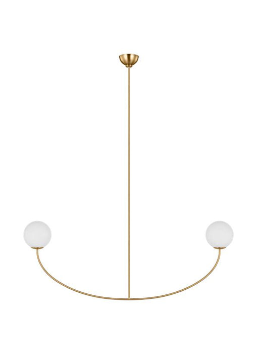 Generation Lighting Aerin Galassia 2-Light Dimmable Chandelier Ceiling Light In Burnished Brass Finish With Milk Glass Shades (AEC1132BBS)