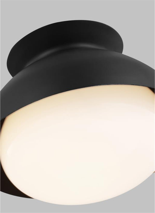 Generation Lighting Lucerne 1-Light Flush Mount Midnight Black Finish With Milk White Glass Shade (AEF1001MBK)