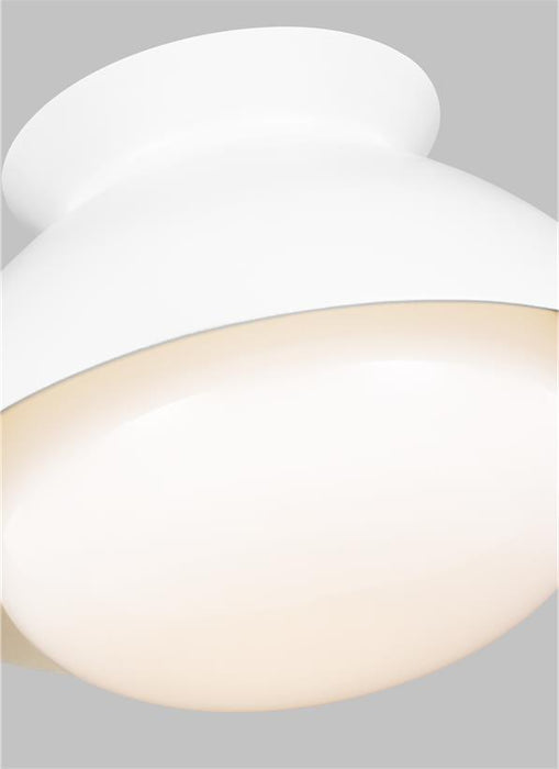 Generation Lighting Lucerne 1-Light Flush Mount Matte White Finish With Milk White Glass Shade (AEF1001MWT)