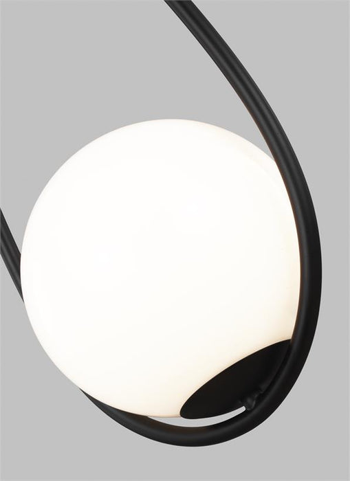 Generation Lighting Galassia 1-Light Pendant Midnight Black Finish With Milk White Glass Shade (AEP1001MBK)