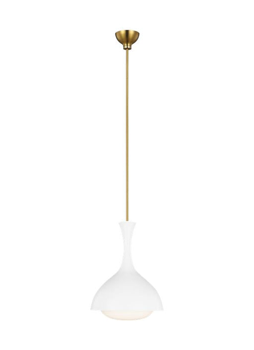 Generation Lighting Lucerne 1-Light Small Pendant Matte White and Burnished Brass Finish With Milk White Glass Shade (AEP1011BBSMWT)