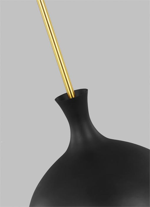 Generation Lighting Lucerne 1-Light Medium Pendant Midnight Black and Burnished Brass Finish With Milk White Glass Shade (AEP1021BBSMBK)