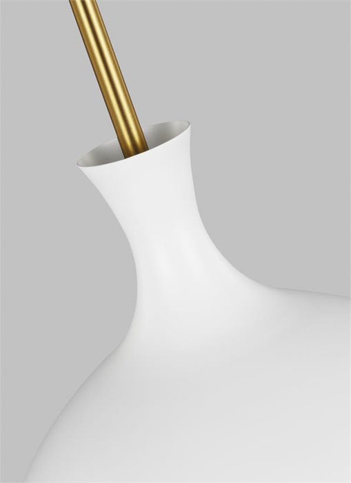 Generation Lighting Lucerne 1-Light Medium Pendant Matte White and Burnished Brass Finish With Milk White Glass Shade (AEP1021BBSMWT)