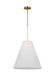 Generation Lighting Remy Transitional 1-Light Indoor Dimmable Large Ceiling Hanging Pendant Burnished Brass Gold-White Linen Fabric Shade (AEP1041BBS)