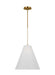 Generation Lighting Remy Transitional 1-Light Indoor Dimmable Medium Ceiling Hanging Pendant Burnished Brass Gold-White Linen Fabric Shade (AEP1051BBS)