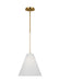Generation Lighting Remy Transitional 1-Light Indoor Dimmable Small Ceiling Hanging Pendant Burnished Brass Gold-White Linen Fabric Shade (AEP1061BBS)