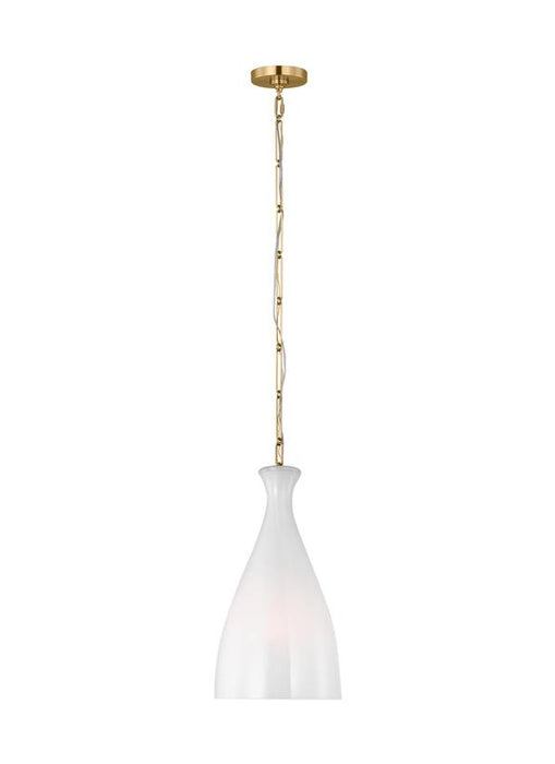 Generation Lighting Aerin Athena 1-Light Small Pendant In Burnished Brass Finish With Hand Blown Striated Art Glass Shade (AEP1071BBSWSG)